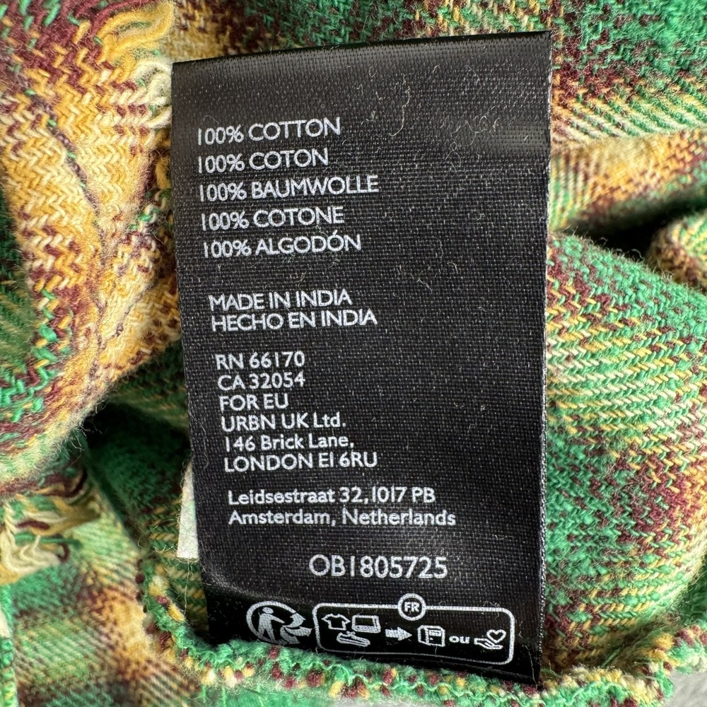 BDG Brixton Flannel Button Up Shirt Long Sleeve Plaid Frayed Hem Womens Small S - Picture 8 of 13